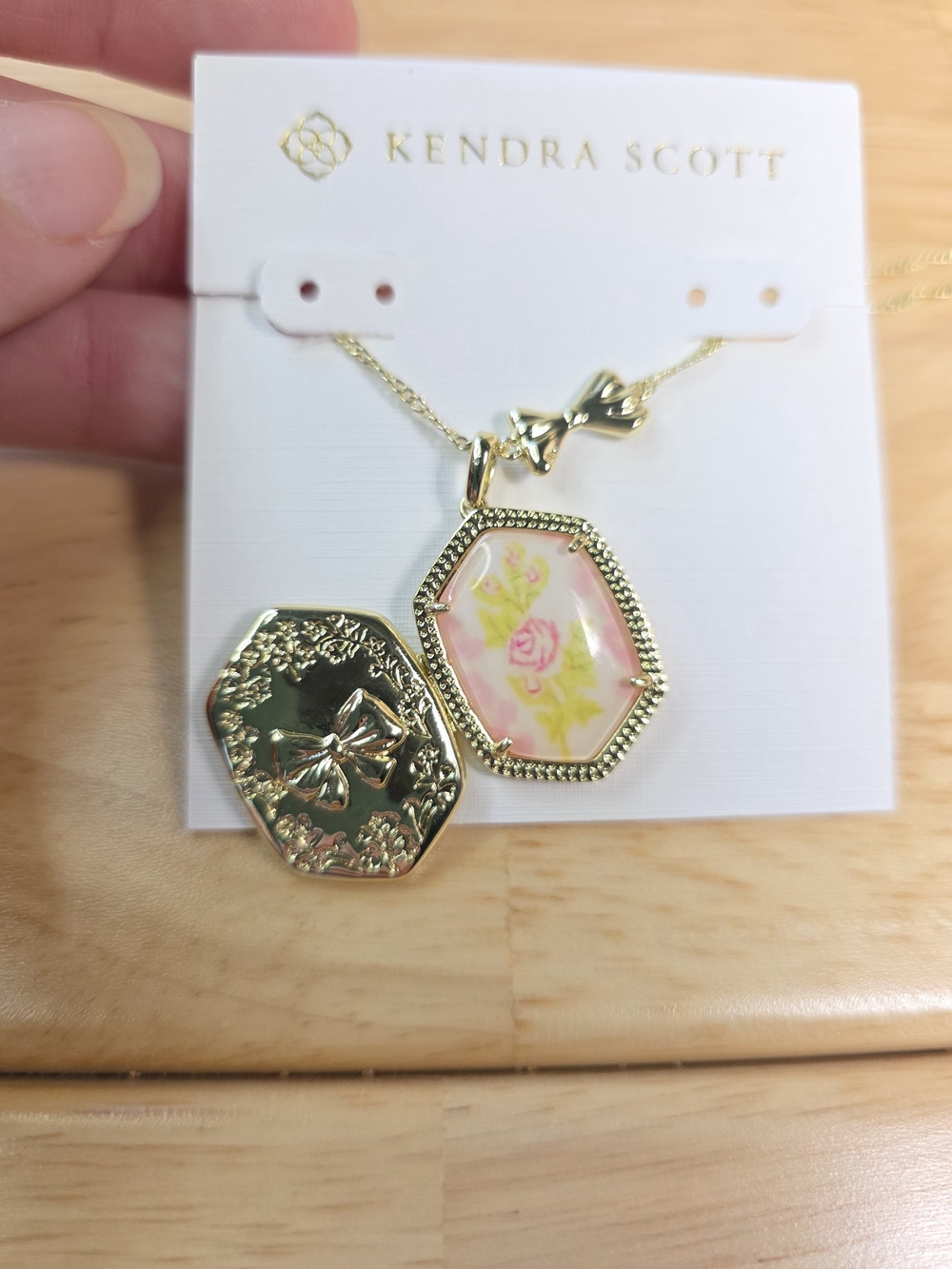 Kendra Scott Gold Floral Hexagon Locket - Picture 3 of 4